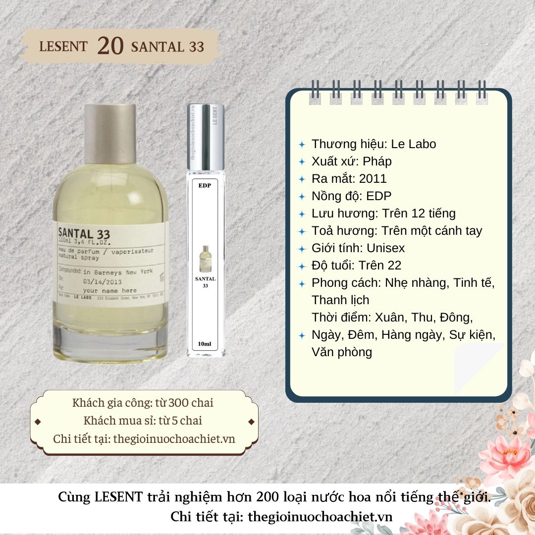 Nước hoa chiết Santal 33 by Le labo