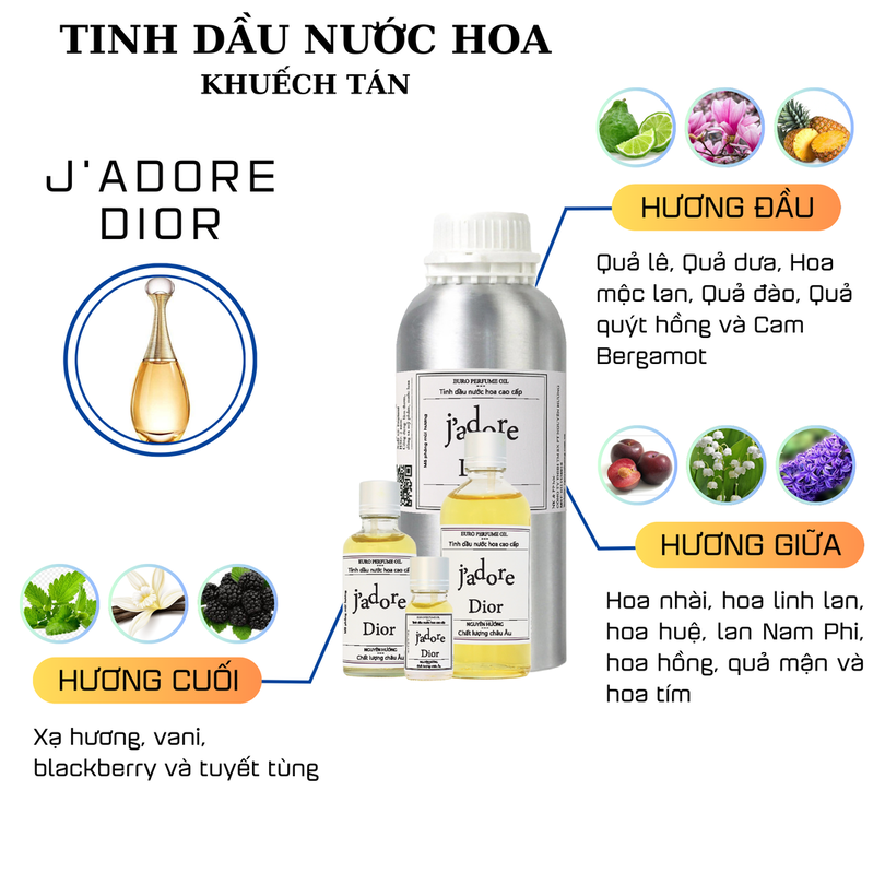 Tinh dầu nước hoa J'adore Parfum d'Eau cho máy khuếch tán