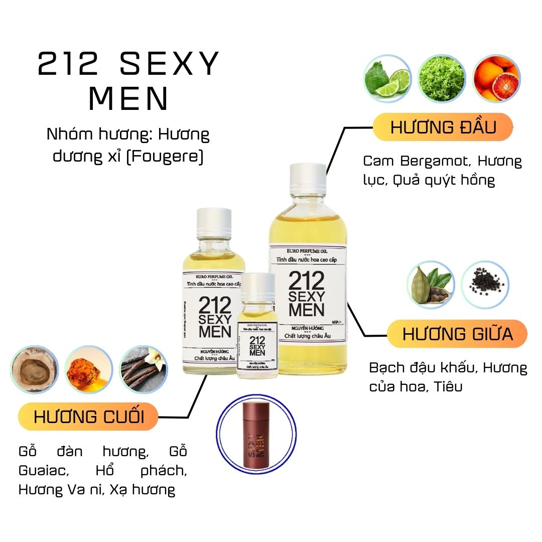 Tinh Dầu Nước Hoa Cao Cấp 212 Sexy Men