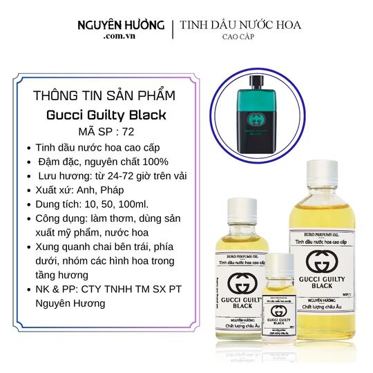 Tinh Dầu Nước Hoa Cao Cấp Guilty Black by Gucci