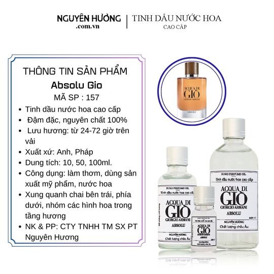 Tinh Dầu Nước Hoa Cao Cấp Absolu Gio