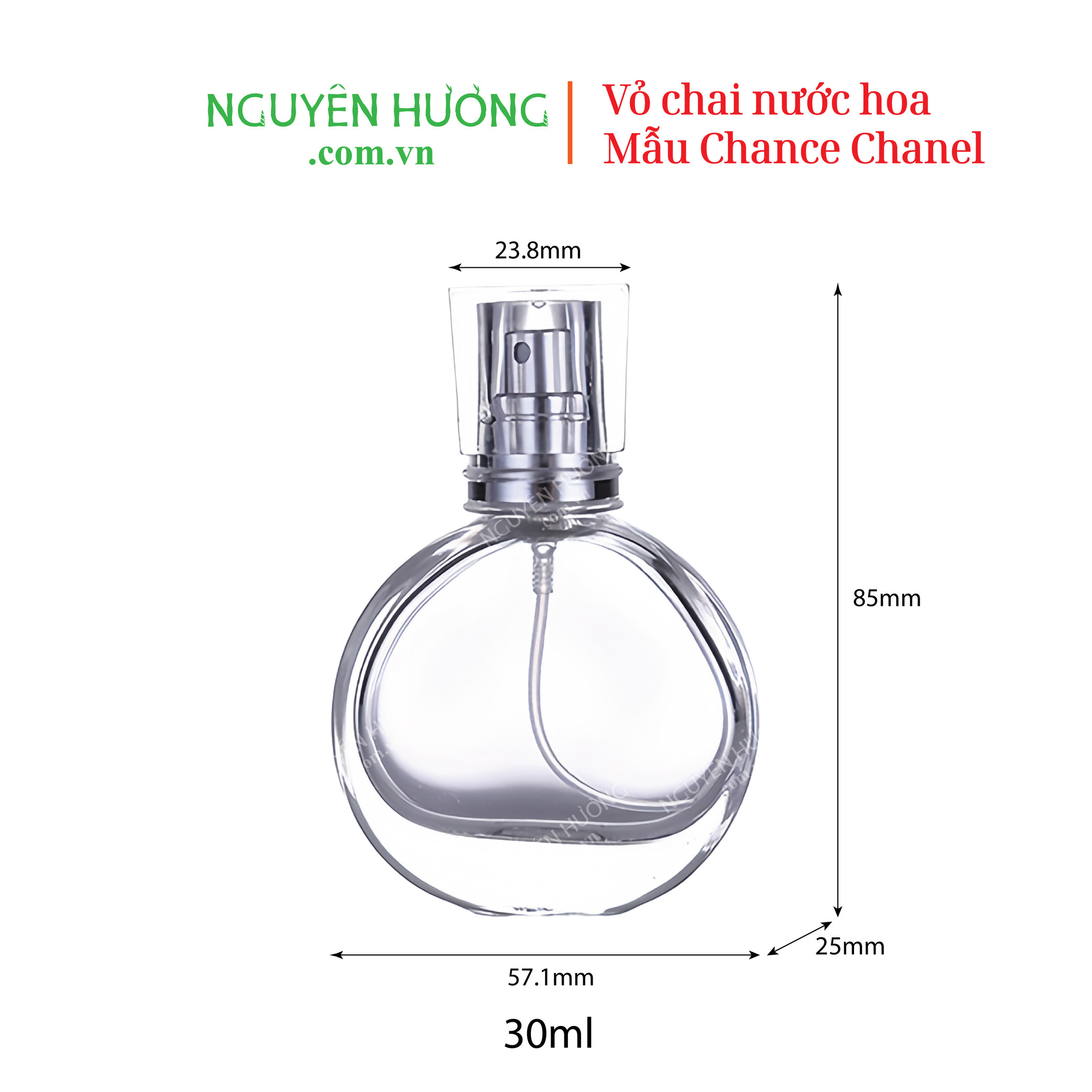 Vỏ chai 30ml mẫu Chance Chanel tròn