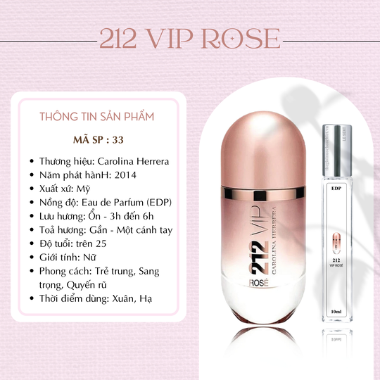 Nước hoa chiết 212 Vip Rose by Carolina Herrera 