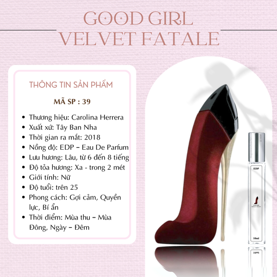 Nước hoa chiết Good Girl Velvet Fatale Carolina Herrera 