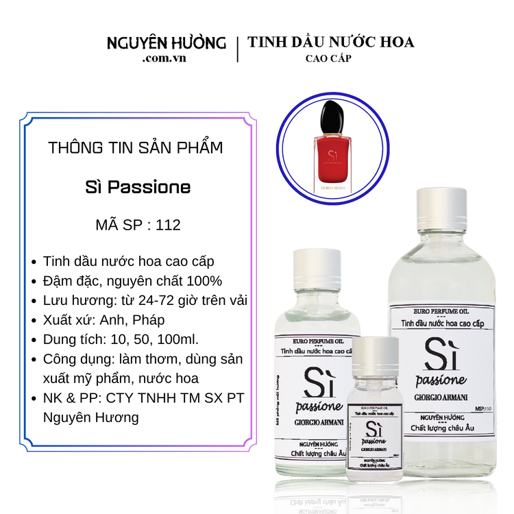 Tinh Dầu Nước Hoa Cao Cấp Sì Passione by Giorgio Armani