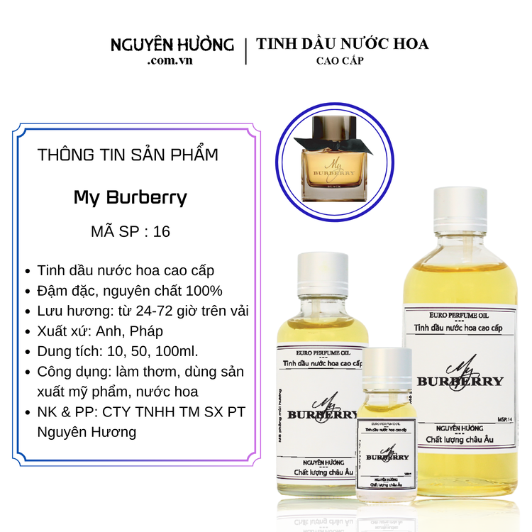 Tinh Dầu Nước Hoa Cao Cấp My Burberry Black