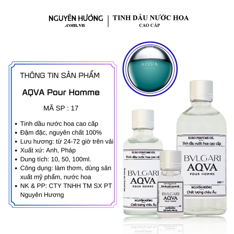 Tinh Dầu Nước Hoa Cao Cấp AQVA Pour Homme by Bvlgari