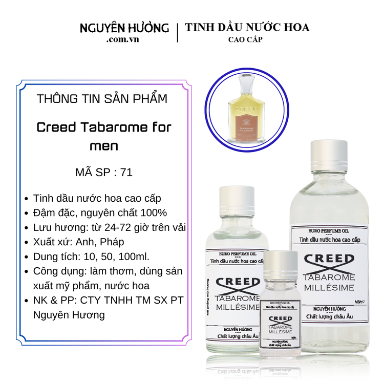 Tinh Dầu Nước Hoa Cao Cấp Tabarome for men by Creed 