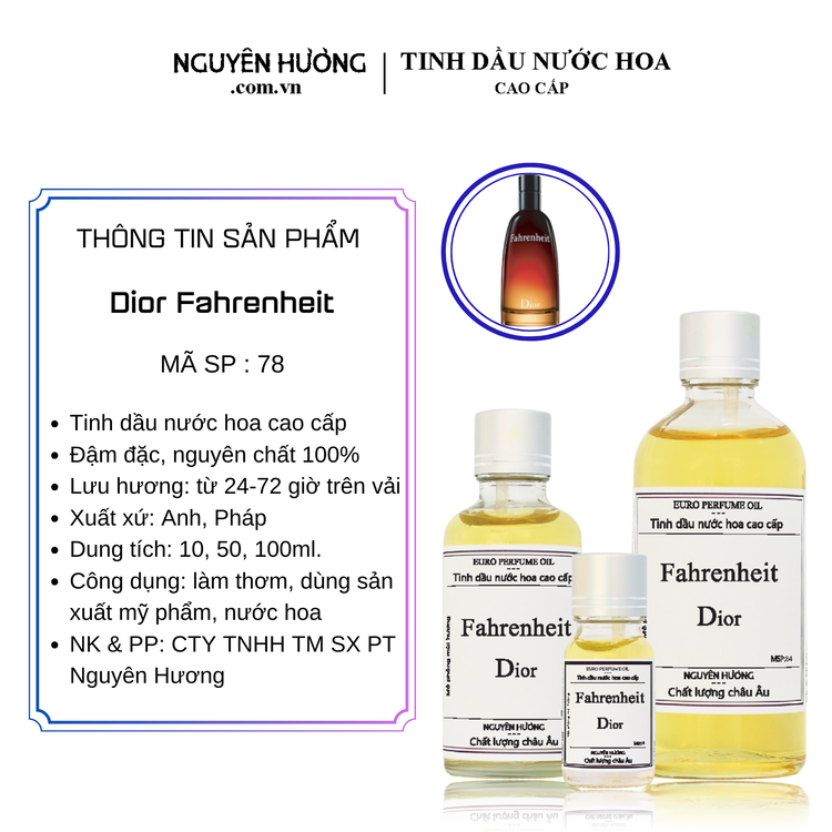 Tinh Dầu Nước Hoa Cao Cấp Fahrenheit by Dior