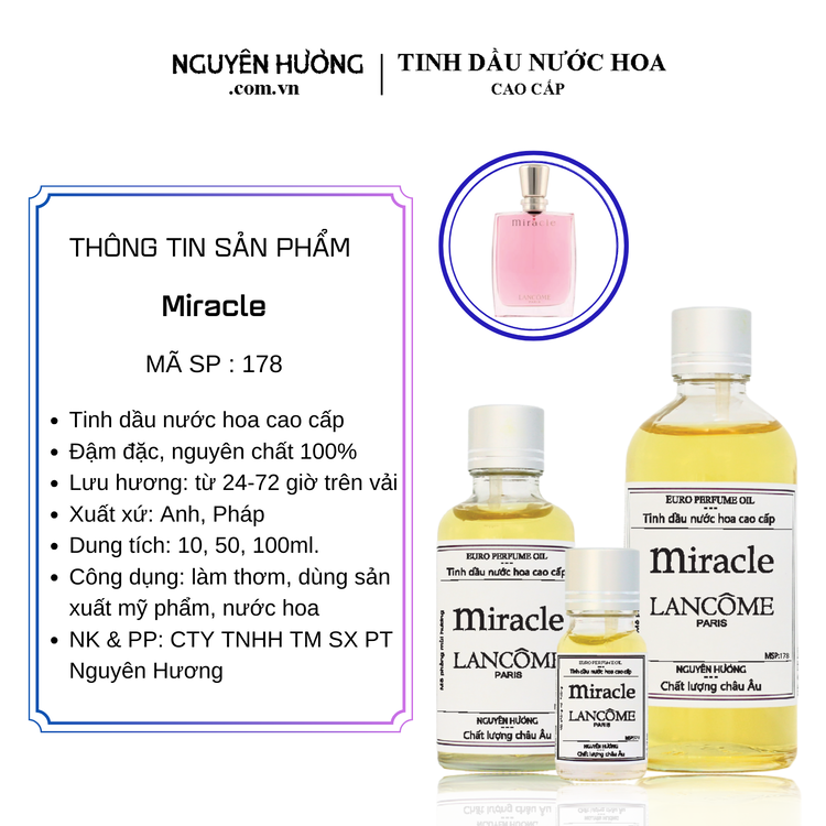 Tinh Dầu Nước Hoa Cao Cấp Miracle by Lancome