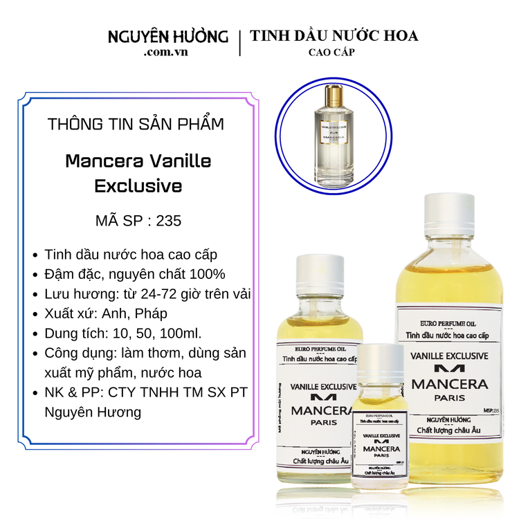 Tinh Dầu Nước Hoa Cao Cấp Vanile Exclusive by Mancera